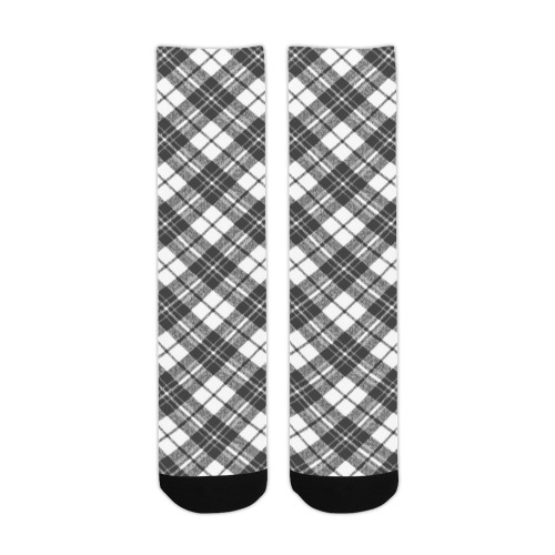 Tartan black white pattern holidays Christmas xmas elegant lines geometric cool fun classic elegance Trouser Socks (For Men)