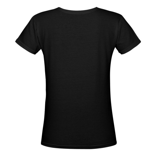 100% Sovereign Being - Women's V neck Tee - Black Women's Deep V-neck T-shirt (Model T19)