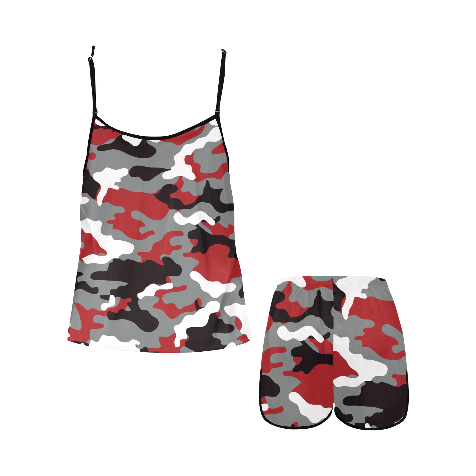 Streetwear Fashion Military Modern Army Camouflage Women's Spaghetti Strap Short Pajama Set