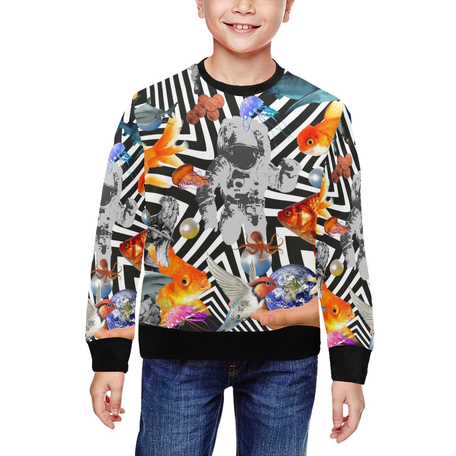 POIN All Over Print Crewneck Sweatshirt for Kids (Model H29)