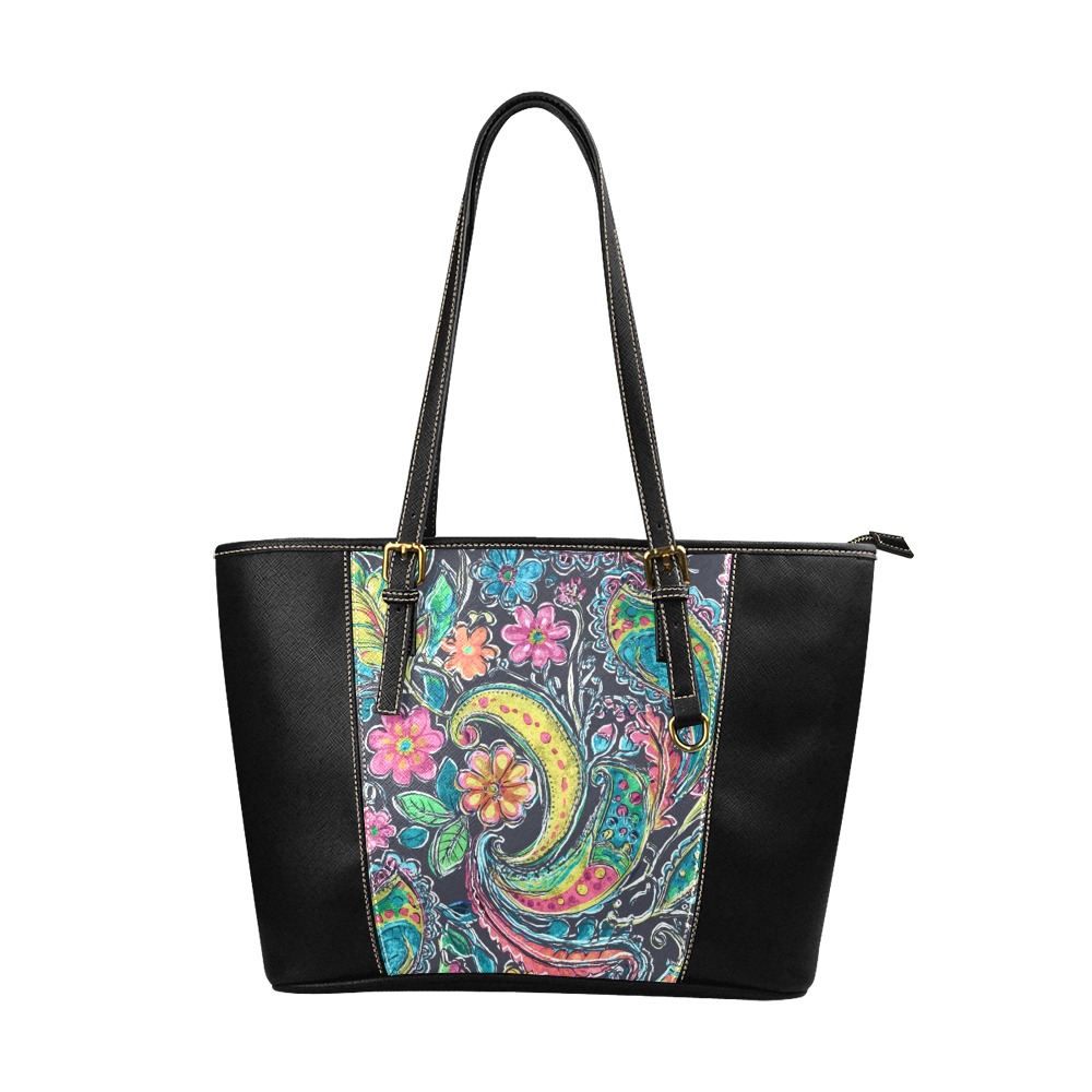 Paisley #1 Leather Tote Bag/Large (Model 1640)