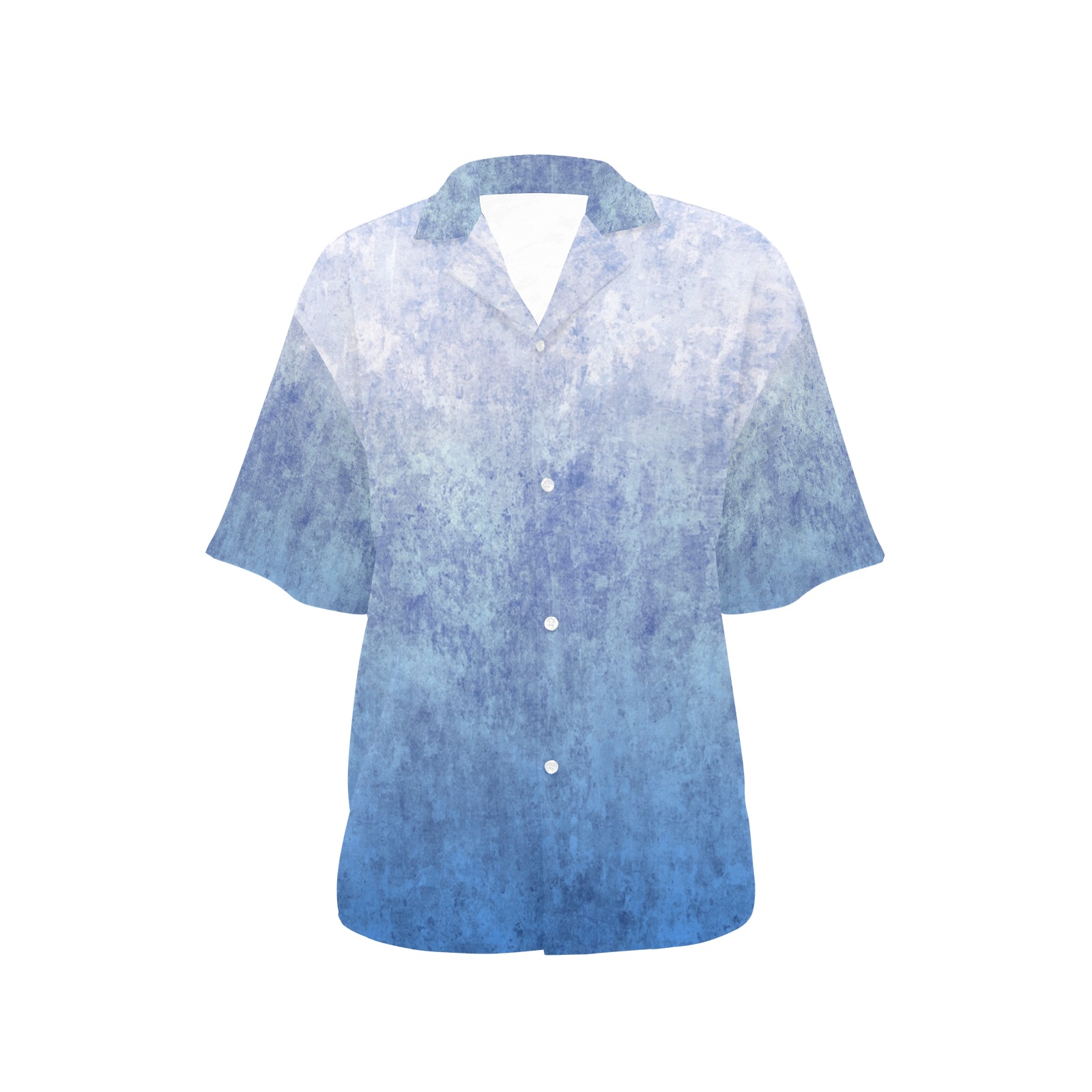 Blue Gradient Grunge All Over Print Hawaiian Shirt for Women (Model T58)