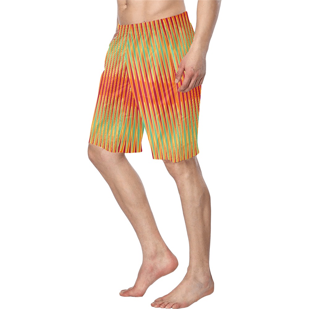 Tribal burgundy orange cream azure Men's Swim Trunk (Model L21)