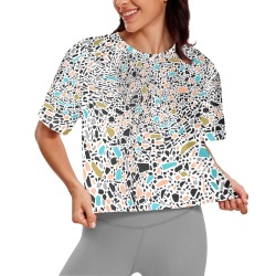 Abstract_forms_of_terrazzo Women's Cropped T-shirt (Model T80)