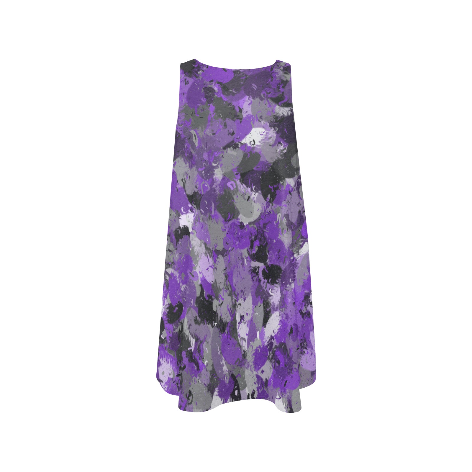 Purple, Gray and Black Paintballs Sleeveless A-Line Pocket Dress (Model D57)