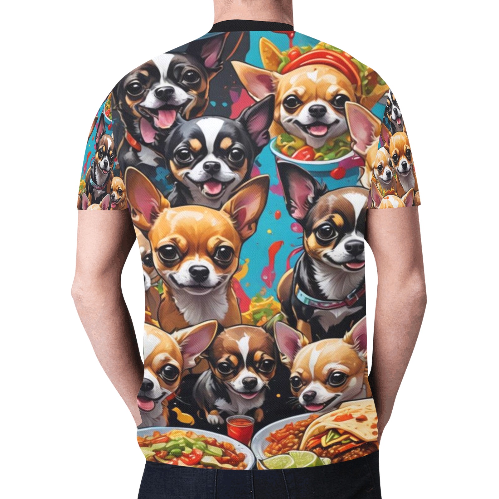 CHIHUAHUAS EATING MEXICAN FOOD 2 New All Over Print T-shirt for Men (Model T45)