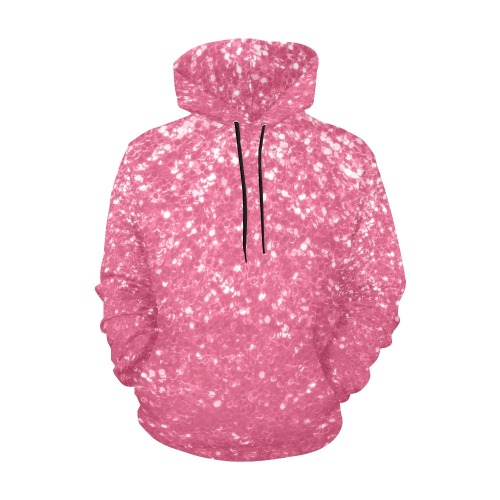 Magenta light pink red faux sparkles glitter All Over Print Hoodie for Women (USA Size) (Model H13)