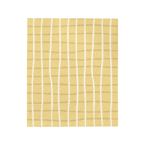 Beautiful Gold and White abstract plaid Quilt 50"x60"
