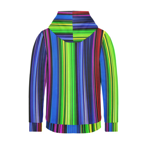 A Rainbow Of Stripes Women's Fleece Hoodie w/ White Lining Hood (Model H55)
