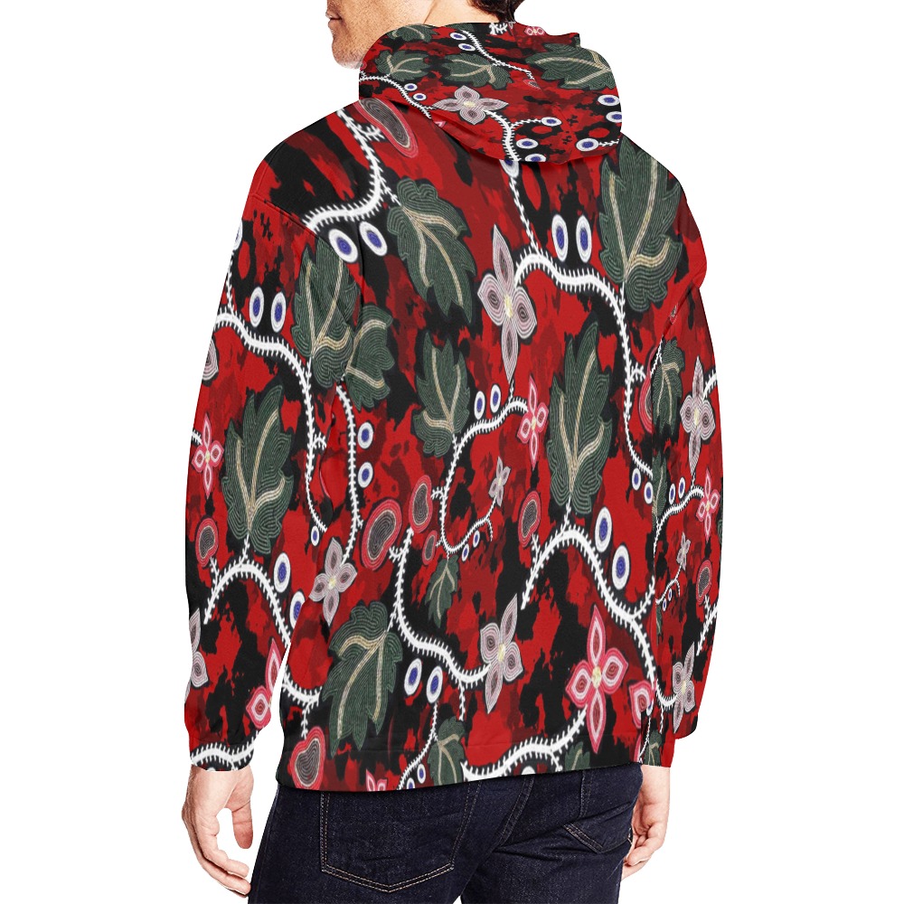 red floral camo All Over Print Hoodie for Men (USA Size) (Model H13)
