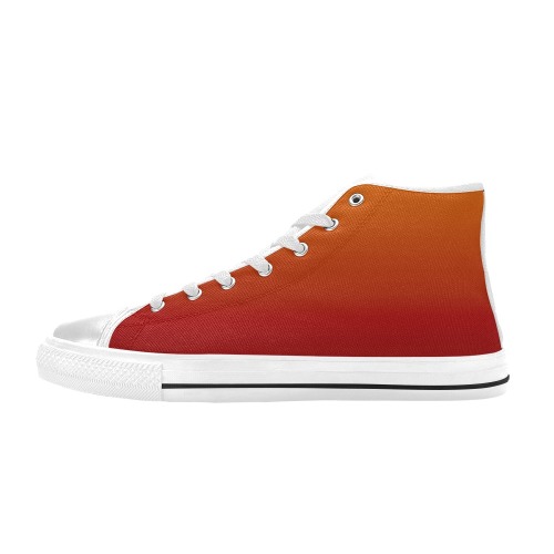 yel red High Top Canvas Shoes for Kid (Model 017)