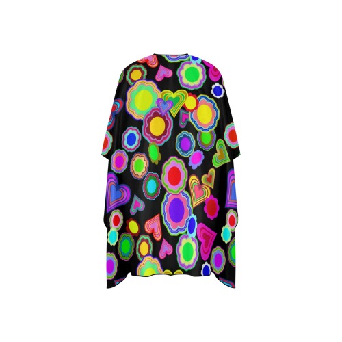 Groovy Hearts and Flowers Black Hair Cutting Cape for Kids