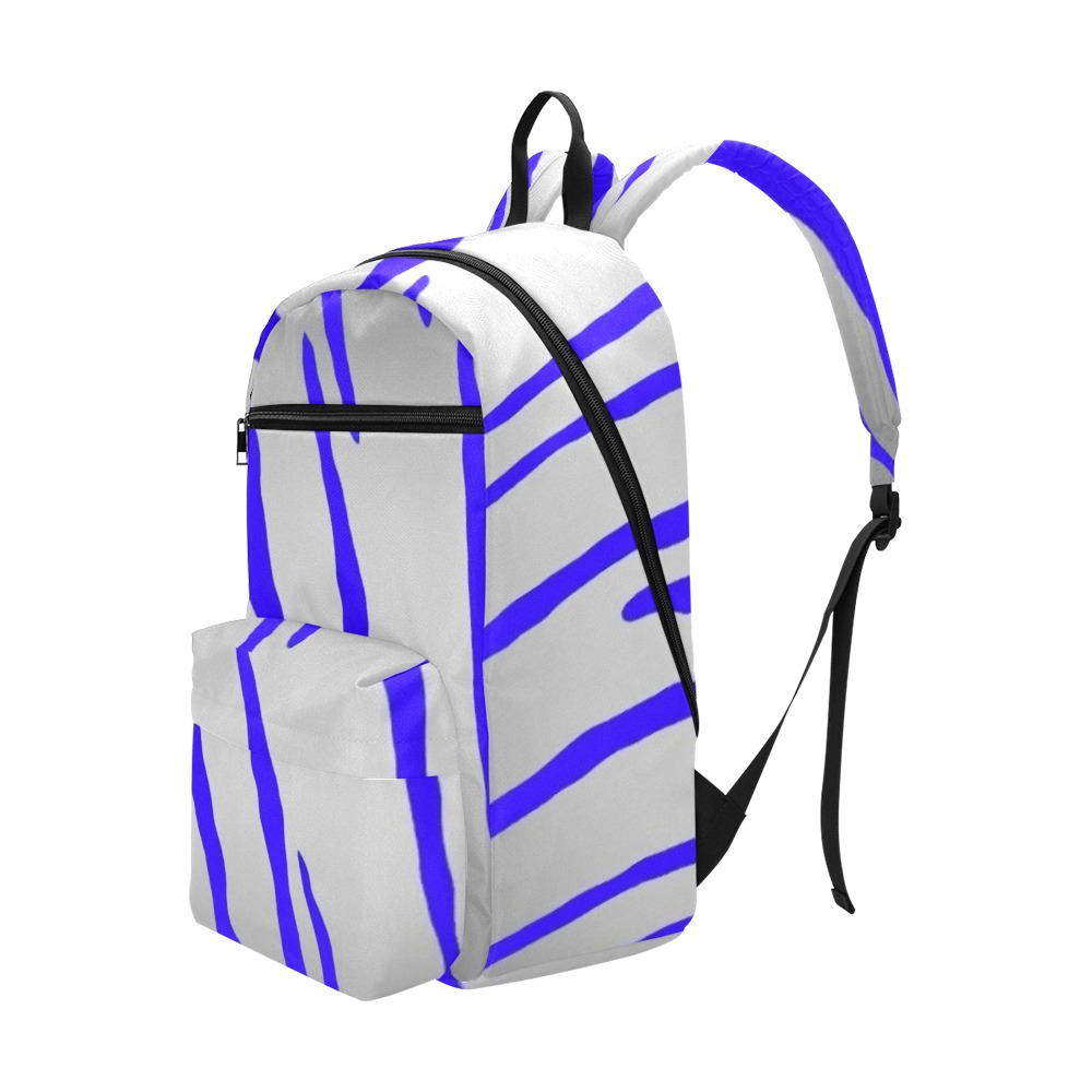 Silver Tiger Stripes Blue Large Capacity Travel Backpack (Model 1691)
