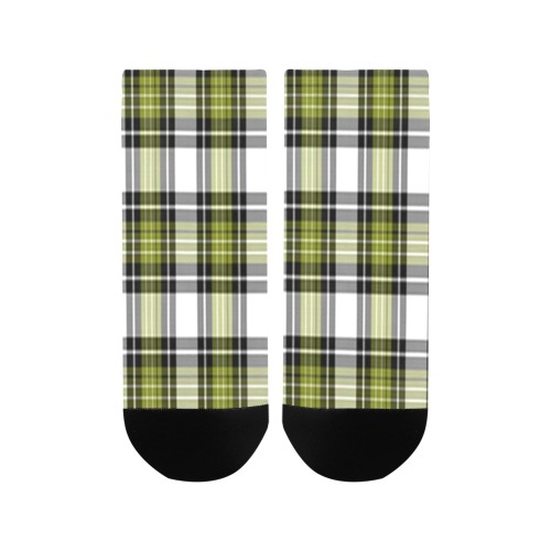 Olive Green Black Plaid Women's Ankle Socks