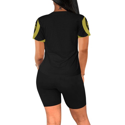 Black Shorts Body Suit Women's Short Yoga Set