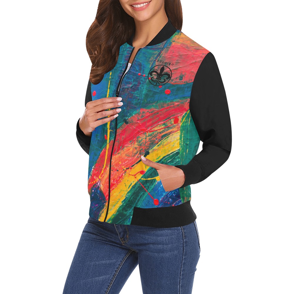 Rainbow Bomber Jacket All Over Print Bomber Jacket for Women (Model H19)