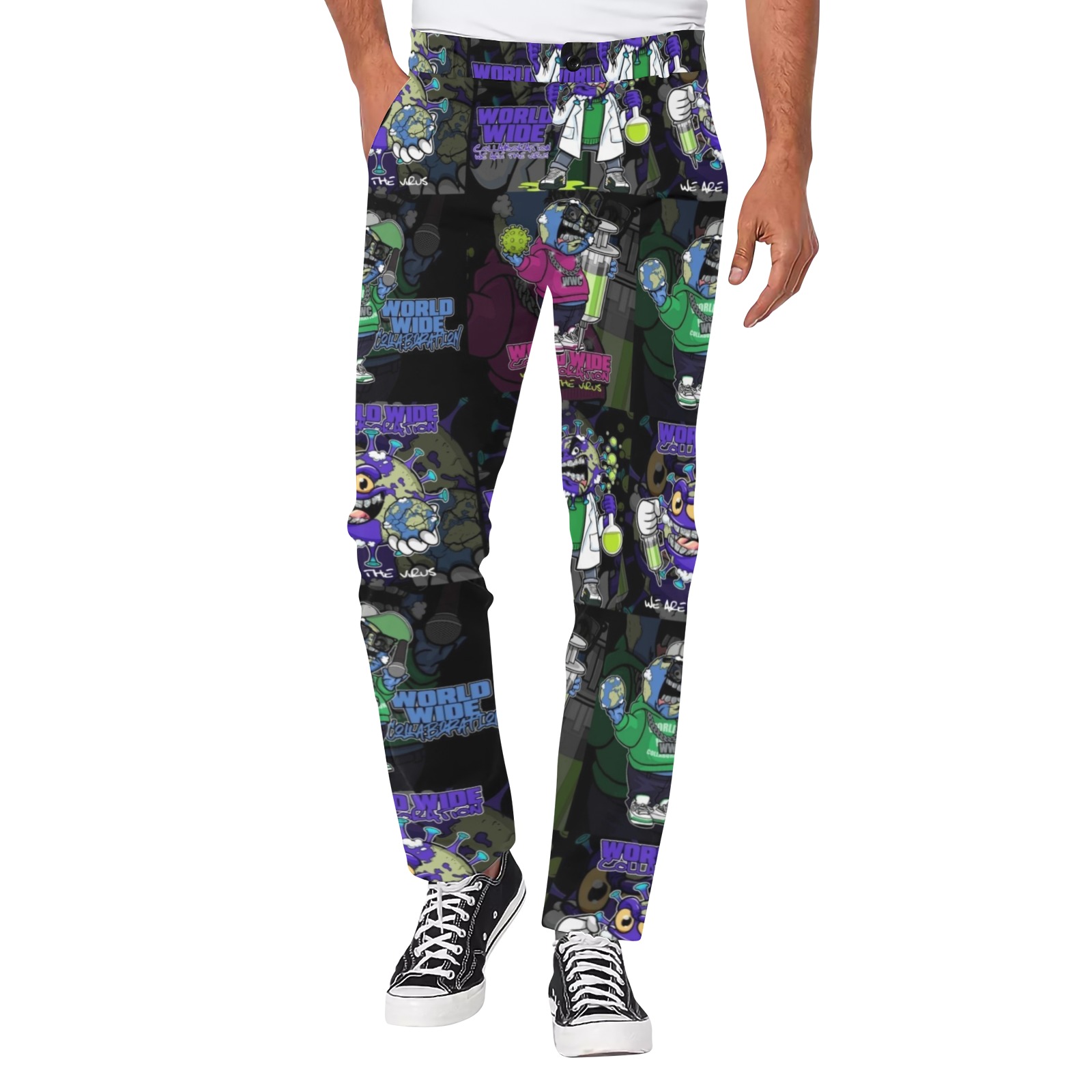 wwcfam Men's All Over Print Casual Trousers (Model L68)
