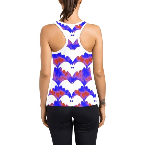 White Bats And Bows Red Blue Women's Racerback Tank Top (Model T60)