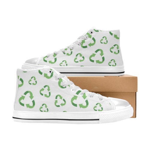 Recycle Symbol High Tops - kids High Top Canvas Shoes for Kid (Model 017)