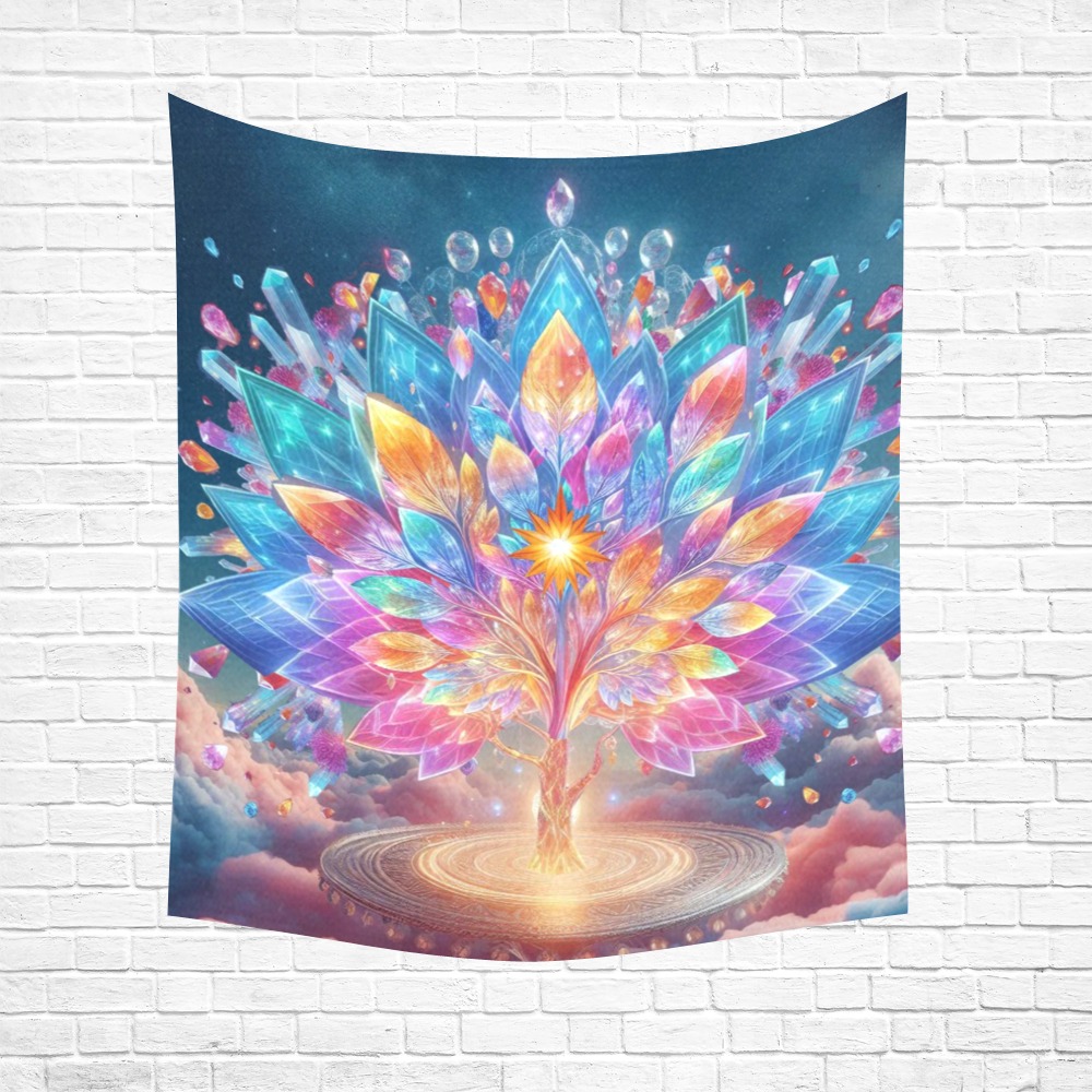 Crystal Tree Cotton Linen Wall Tapestry 51"x 60"