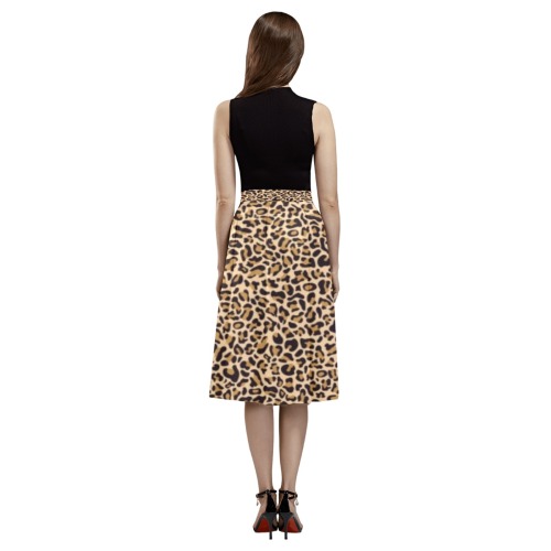 DIONIO Clothing Ladies' Aoede Crepe Skirt (Cheetah) Mnemosyne Women's Crepe Skirt (Model D16)