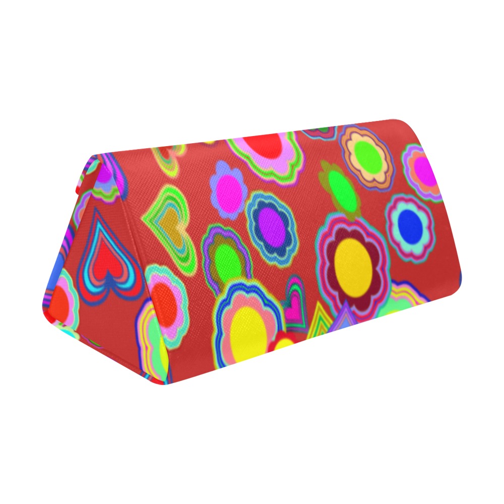 Groovy Hearts and Flowers Red Custom Foldable Glasses Case