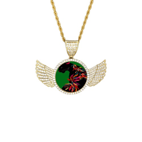 bb 56yyt Wings Gold Photo Pendant with Rope Chain