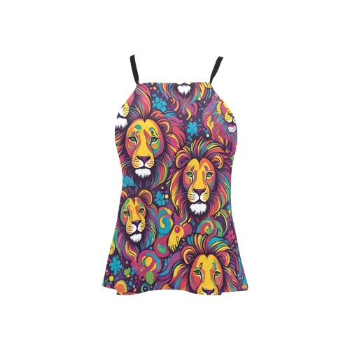 Lion Pattern Loose Fit Halter Neck Top (Model T68)