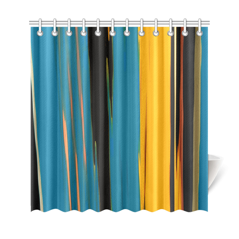 Black Turquoise And Orange Go! Abstract Art Shower Curtain 69"x72"