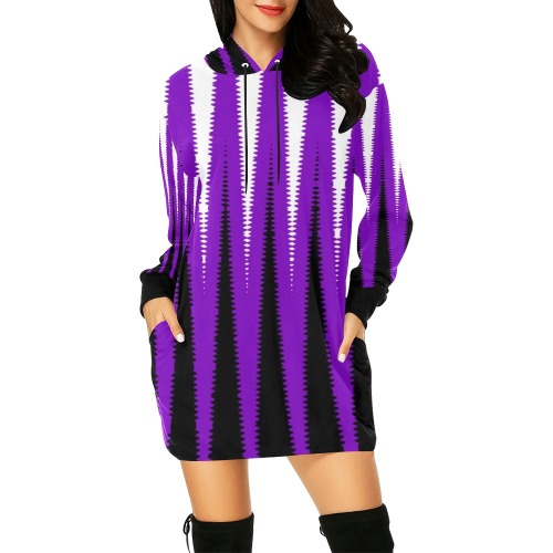 Wave Design Purple All Over Print Hoodie Mini Dress (Model H27)