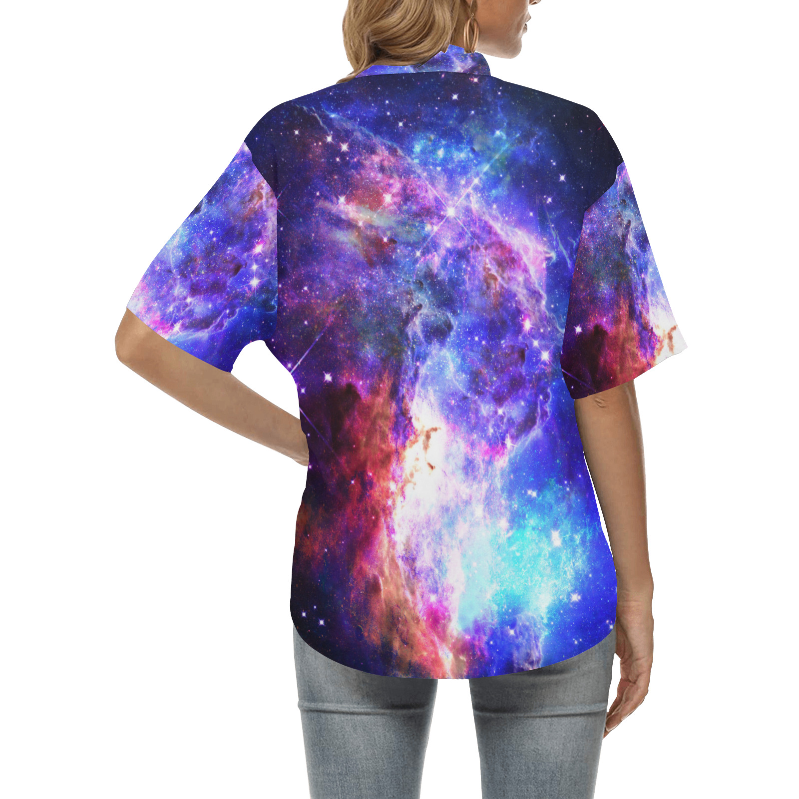 Mystical fantasy deep galaxy space - Interstellar cosmic dust All Over Print Hawaiian Shirt for Women (Model T58)
