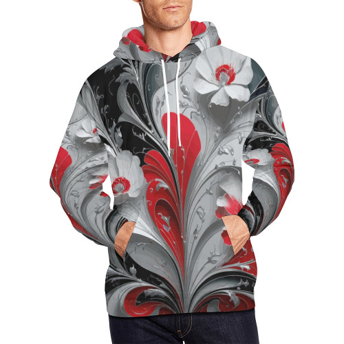 Falcon Bloom Art Nouveau Elegance All Over Print Hoodie for Men (USA Size) (Model H13)