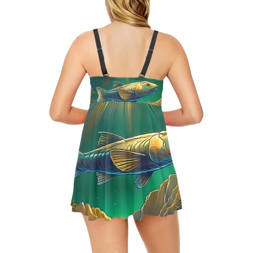 Celestial Swim Chest Pleat Swim Dress (Model S31)