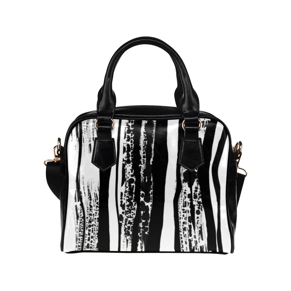 Black and white brush strokes Shoulder Handbag (Model 1634)