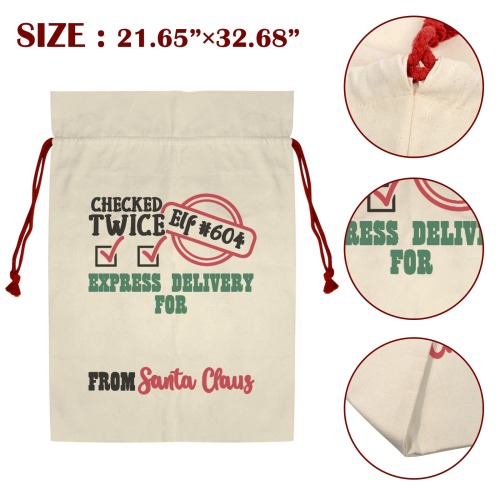 Santa Checked Twice Express Delivery Santa Claus Drawstring Bag 21"x32" (Two Sides Printing)