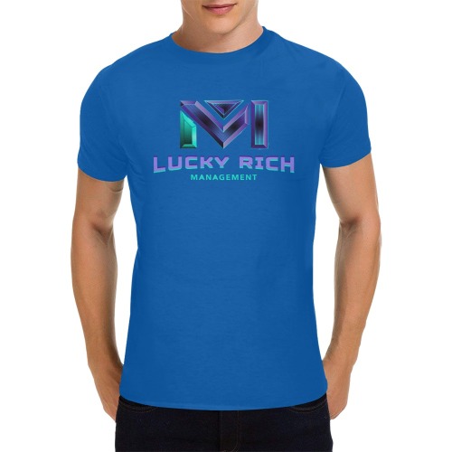 t shirt design Lucky rich lucky blue Men's T-Shirt in USA Size (Front Printing Only)