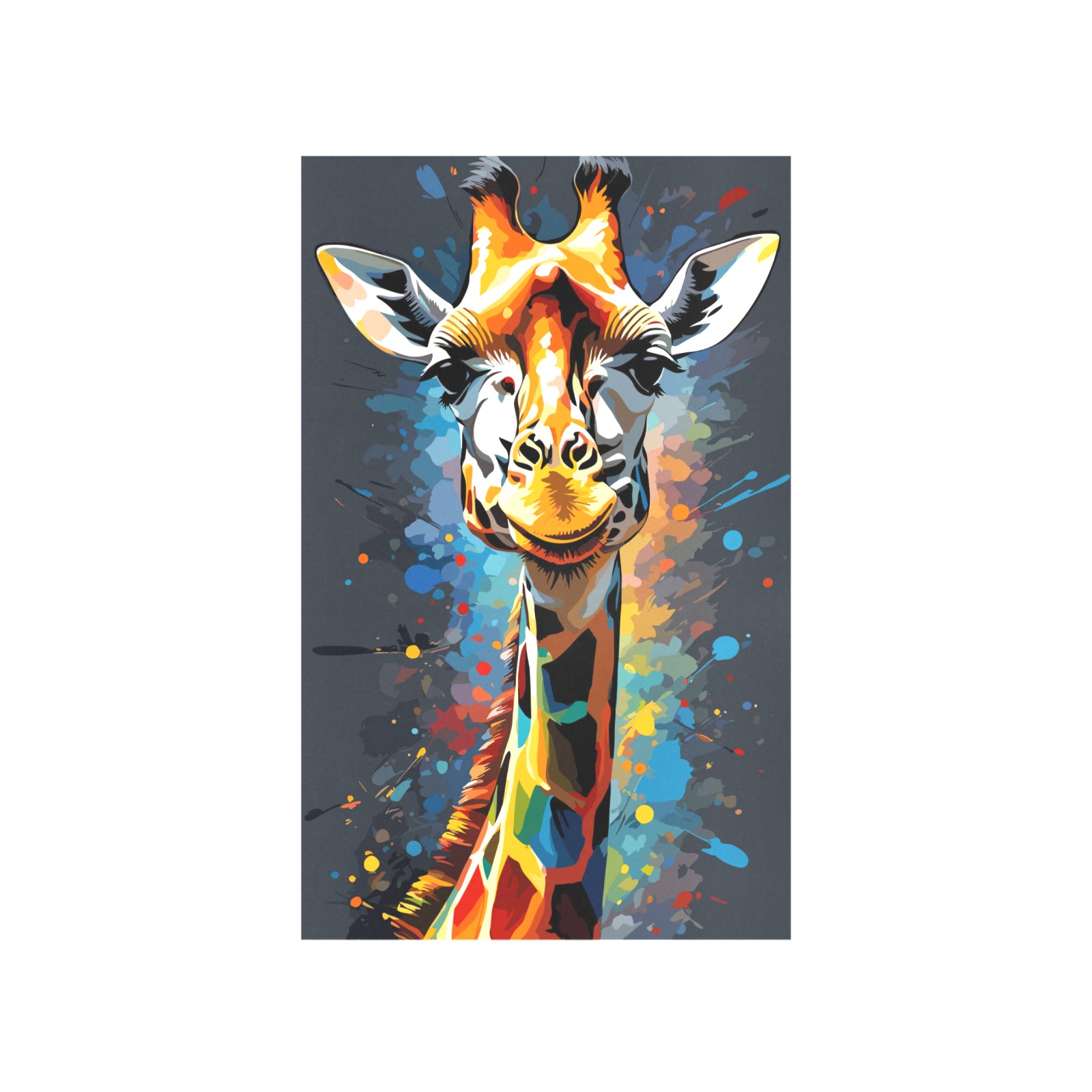 Cute giraffe animal, colorful, chic fantasy art Art Print 19‘’x28‘’