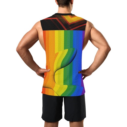 Rubber  Pride Flag Pop Art by Nico Bielow Men's Open Sides Workout Tank Top (Model T72)