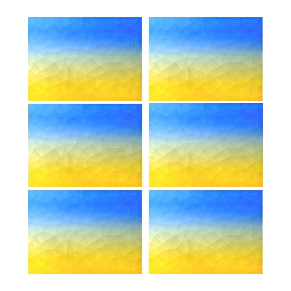 Ukraine yellow blue geometric mesh pattern Placemat 14’’ x 19’’ (Six Pieces)