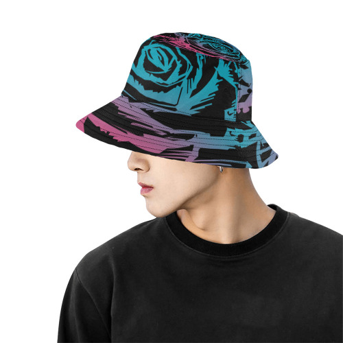 Candy Color Rose All Over Print Bucket Hat for Men