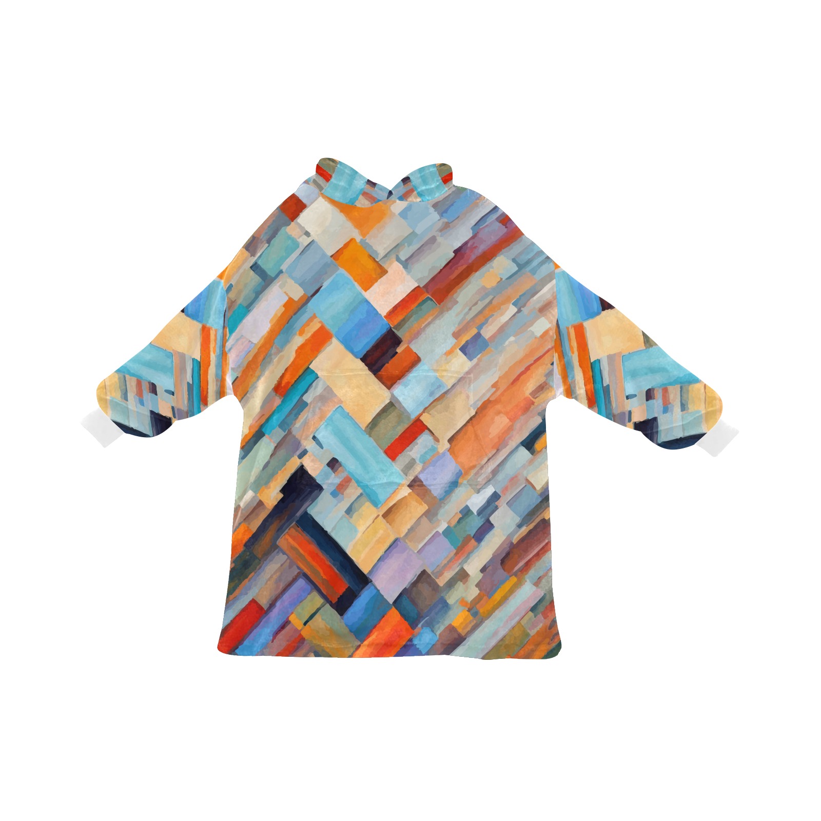 Rectangular patches of many colors abstract art Blanket Hoodie for Men