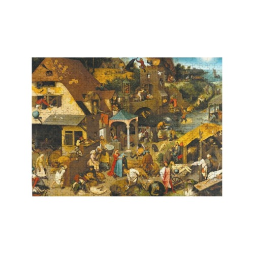 Pieter Brueghel the Elder-The Dutch Proverbs 500-Piece Wooden Photo Puzzles