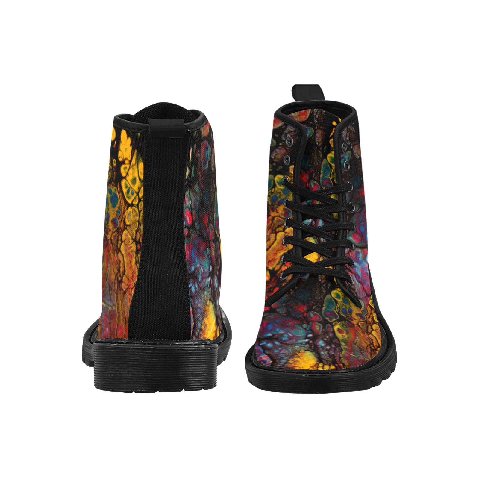 Paint Splatter Martin Boots for Women (Black) (Model 1203H)