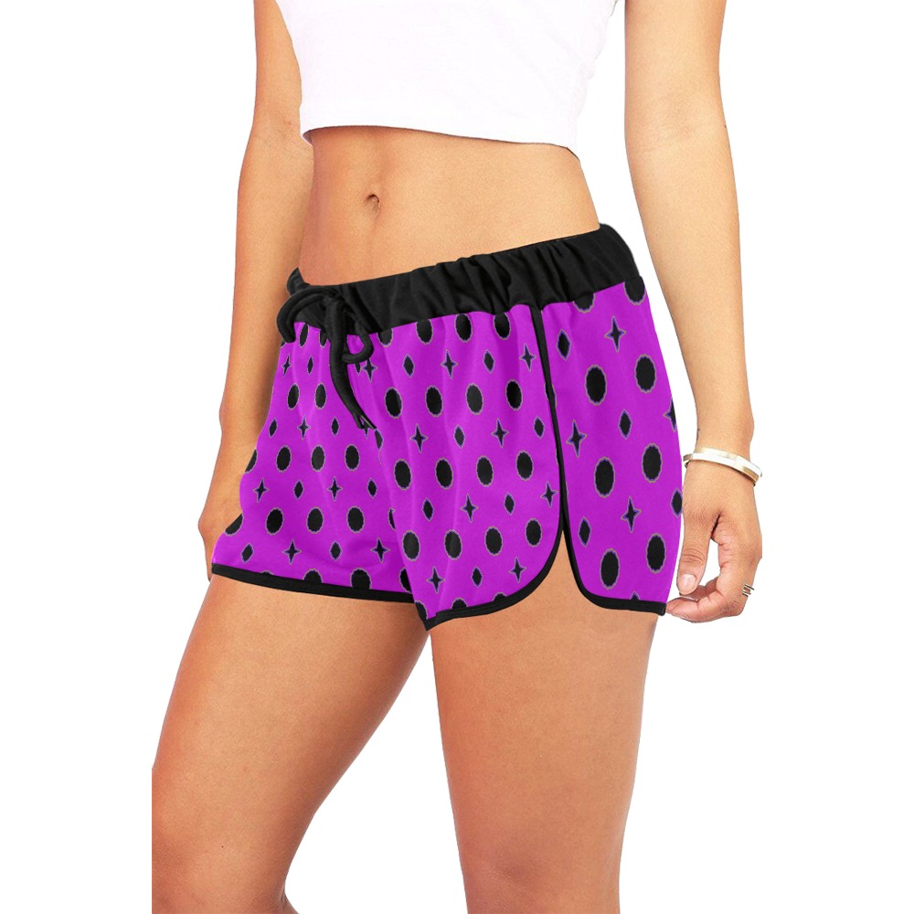 pcc blk Women's All Over Print Relaxed Shorts (Model L19)