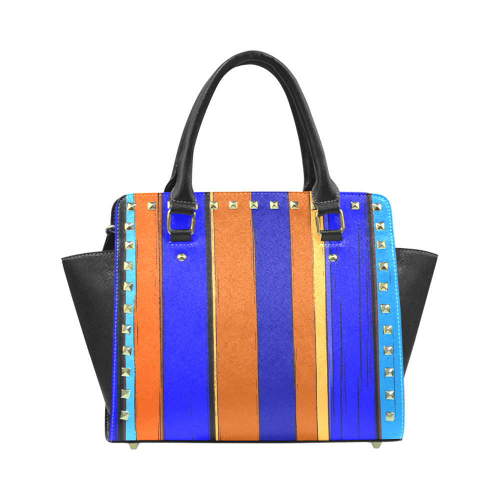 Abstract Blue And Orange 930 Rivet Shoulder Handbag (Model 1645)