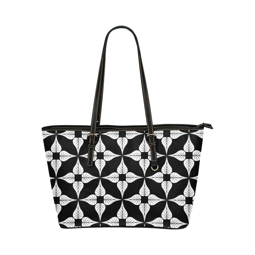 Lotus Flower Leather Tote Bag/Large (Model 1651)