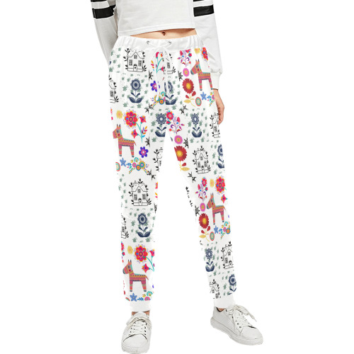 Alpaca Pinata With Blue House and Flowers Pattern Unisex All Over Print Sweatpants (Model L11)