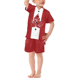 Cool Retro Canada Flag Little Boys' V-Neck Short Pajama Set