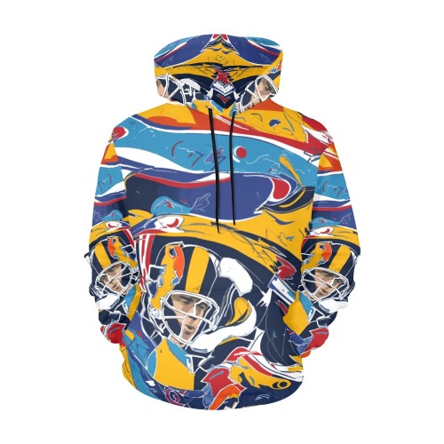 American football champion colorful abstract art. All Over Print Hoodie for Men (USA Size) (Model H13)