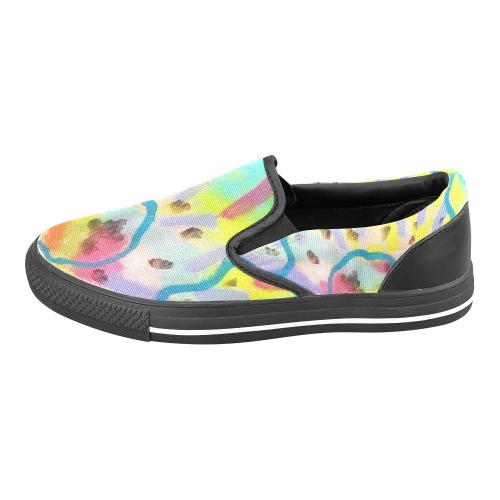 Funky Abstract Art for Your Feet Women's Slip-on Canvas Shoes (Model 019)